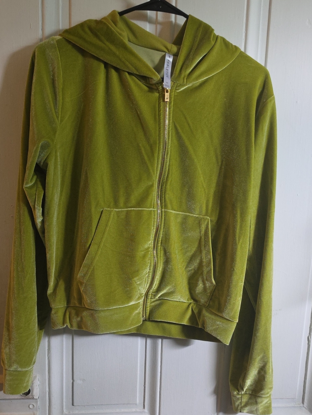 Fabletics Olive Green Velvet Hooded Zip Jacket And Pants